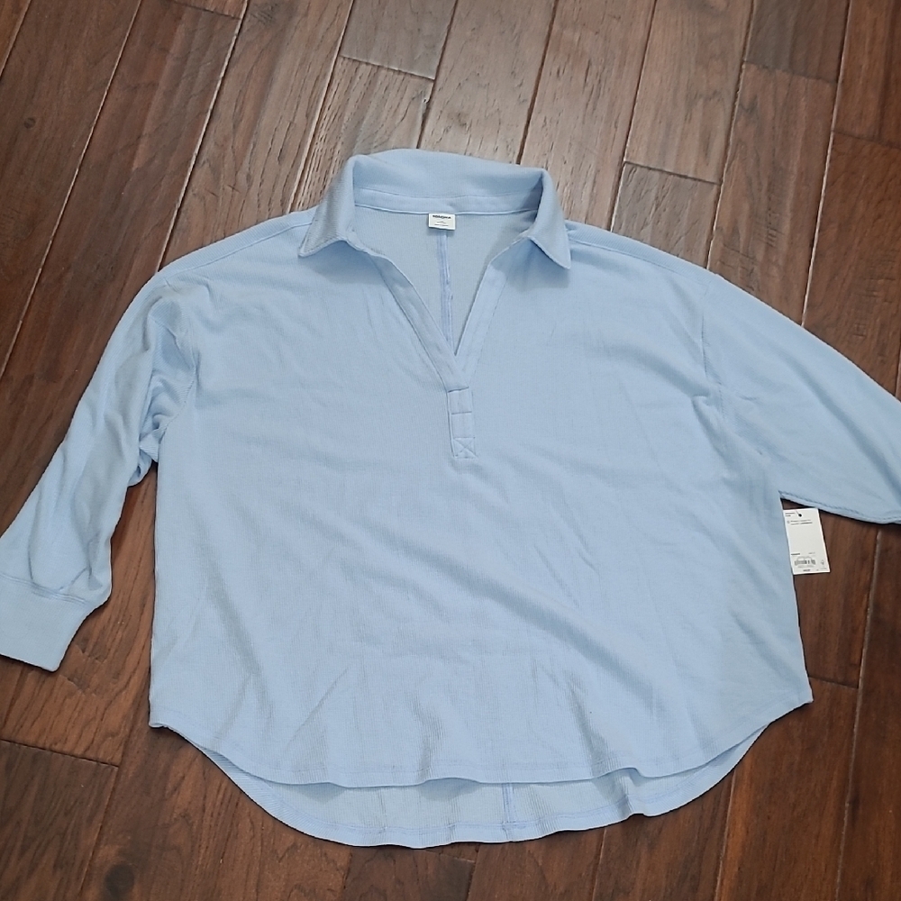 NWT Sonoma Light Blue Waffled V-neck Sleepwear Top size 2X